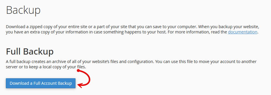 Download a Full Account Backup سی پنل