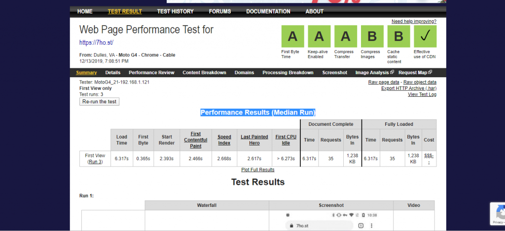 آزمایش عملی سرعت سایت با ابزار آنلاین WebPageTest