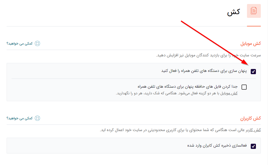 کش کردن در افزونه WP Rocket